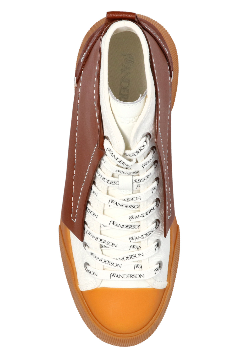 JW Anderson キャンパス ハイトップ スニーカー JW アンダーソン初のスニーカー、ステッチで象るレザー